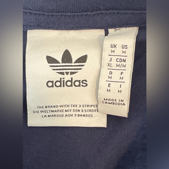 adidas Navy Blue Men’s Tee with Yellow and Red Logo - Picture 4 of 8